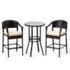 Costway 3 PCS Patio Rattan Bar Set Wicker Armchairs & Round Table With Tempered Glass Top 2 Costway 3 PCS Patio Rattan Bar Set Wicker Armchairs & Round Table With Tempered Glass Top -Costway GUEST 2473e193 4baa 43fb 8655 35d4be221e19