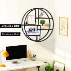 Costway Hanging Storage Shelf Round Circular Wall-Mounted 4-Tier Rack Room Decoration -Costway GUEST 248f3308 ba17 4d18 a373 e033285d4ead