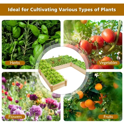 Costway Raised Garden Bed Wooden Garden Box Planter Container U-Shaped Bed 92.5x95x11in 8 Costway Raised Garden Bed Wooden Garden Box Planter Container U-Shaped Bed 92.5x95x11in - Image 6