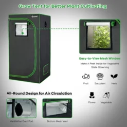 Costway 32''x32''x63''Mylar Hydroponic Grow Tent W/Observation Window & Floor Tray GrayBlack -Costway GUEST 24af46c9 40fe 4596 96d6 eb32d0295087