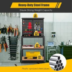 Costway Tool Storage Workbench 4 Shelf Multipurpose Garage Worktable W/Peg Board Hook Kit 16 Costway Tool Storage Workbench 4 Shelf Multipurpose Garage Worktable W/Peg Board Hook Kit -Costway GUEST 24c1a22f 22a2 4926 985c 340981950c8e