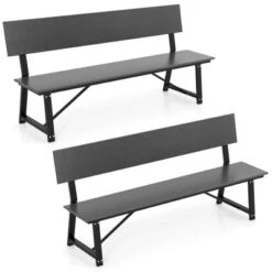 Costway 1/2 PCS 4-Person Bench With All-Weather HDPE Seat & Back Heavy-Duty Metal Support Grey 21 Costway 1/2 PCS 4-Person Bench With All-Weather HDPE Seat & Back Heavy-Duty Metal Support Grey -Costway GUEST 24de8265 cf36 48d5 abbe ab3fe96e0e77