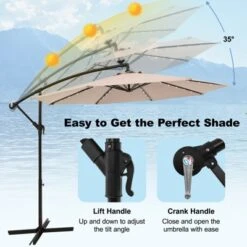 Costway 10 Ft Patio Solar LED Offset Umbrella 40 Lights Crank Cross Base -Costway GUEST 250110c7 7882 461b 803d 231271b397bf