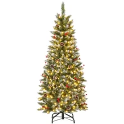 Costway 5 FT Pre-Lit Artificial Christmas Tree With 408 Snowy Branch Tips 250 LED Lights -Costway GUEST 25611f00 32a5 44d5 9190 b9f78ce09e5c