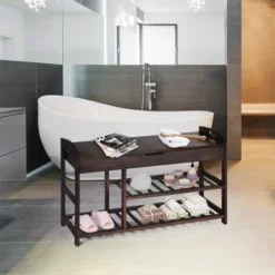 Costway 3-Tier Bamboo Shoe Bench Entryway Storage Rack Organizer Home Hallway BrownNature -Costway GUEST 25798336 db79 47aa af8c 51508858cb6d