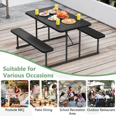 Costway Picnic Table Bench Set For 2-4 People Outdoor Rectangular Camping Dining Table Black/Gray/Green/White 11 Costway Picnic Table Bench Set For 2-4 People Outdoor Rectangular Camping Dining Table Black/Gray/Green/White - Image 9