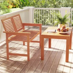 Costway 2-Person Patio Bench With Slatted Backrest And Seat Garden Loveseat Chair Furniture -Costway GUEST 2683c56a 4009 4c33 bffe 8b3b404640b6