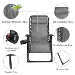 Costway Patio Folding Recliner Lounge Chair Gray -Costway GUEST 26b970f1 1d34 4ad3 be2d 325fd61bc5e4