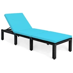 Costway Patio Rattan Lounge Chair Height Adjustable Turquoise -Costway GUEST 26edb000 b830 49bf 9762 d650338bd725