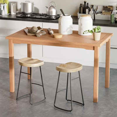 Costway Patio Rectangle Dining Table Teak Wood Spacious Slatted Tabletop Outdoor Up To 6 4 Costway Patio Rectangle Dining Table Teak Wood Spacious Slatted Tabletop Outdoor Up To 6 - Image 2