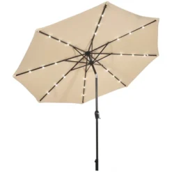 Costway 10' Solar LED Lighted Patio Market Umbrella Shade Tilt Adjustment Crank TanBeige 16 Costway 10' Solar LED Lighted Patio Market Umbrella Shade Tilt Adjustment Crank TanBeige -Costway GUEST 27324303 a326 466a 9787 90184a8c2ff9