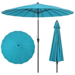 Costway 9 FT Patio Round Market Umbrella With Push Button Tilt, Crank Handle, Vented Top Tan/Navy/Wine/Turquoise -Costway GUEST 2769af18 7ecc 4a3a 8dd6 66616cd34891