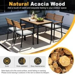 Costway 4 PCS Patio Furniture Set With Acacia Wood & Metal Frame Umbrella 1 Table -Costway GUEST 277d921f c1ab 4566 ba19 e386eeff2827