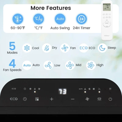 Costway 14000 BTU Inverter Portable Air Conditioner With APP Voice & Remote Control 6 Costway 14000 BTU Inverter Portable Air Conditioner With APP Voice & Remote Control - Image 4