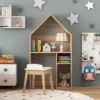 Costway Kids House-Shaped Table & Chair Set Wooden Toy Organizer Cabinet With Blackboard Grey/White -Costway GUEST 27d6ca7c 7650 49ab 912c 354ca5439a52