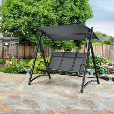 Costway Outdoor 3-Person Porch Swing Chair Aluminum Frame Adjust Canopy Patio 3 Costway Outdoor 3-Person Porch Swing Chair Aluminum Frame Adjust Canopy Patio
