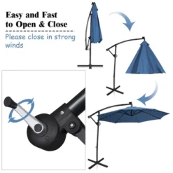 Costway 10FT Patio Offset Umbrella Solar Powered LED 360Degree Rotation Aluminum Blue -Costway GUEST 282e2039 3898 4905 bb8a 628a07d0c024