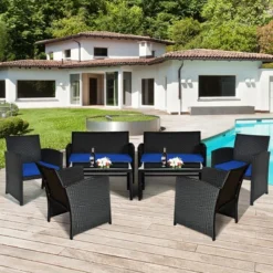 Costway 8PCS Patio Rattan Furniture Conversation Set Cushion Sofa Table Garden TurquoiseNavyBlackRed 23 Costway 8PCS Patio Rattan Furniture Conversation Set Cushion Sofa Table Garden TurquoiseNavyBlackRed -Costway GUEST 28722b92 7476 456f 8d80 ad85445e11c9