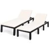 Costway 2PCS Patio Garden Rattan Lounge Chair Chaise Couch Cushioned Height Adjustable White -Costway GUEST 291250c9 c084 4a1c 8a49 9c49e8730115