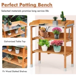 Costway Garden Wooden Potting Bench Work Station Table Tool Storage Shelf W/Hook 15 Costway Garden Wooden Potting Bench Work Station Table Tool Storage Shelf W/Hook -Costway GUEST 291aa2cb f5a4 4dae 90e7 e5cad19c653c