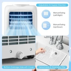 Costway 5000 BTU (8000 BTU ASHRAE) Portable Air Conditioner With Remote Control Cooling Fan Dehumidifier -Costway GUEST 2964a840 dd1d 4a6b 938c dcafd11ea175