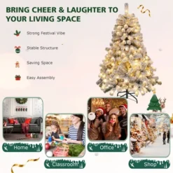 Costway 4.5ft Pre-Lit Premium Snow Flocked Hinged Artificial Christmas Tree W/150 Lights -Costway GUEST 29815f48 d4ba 471f a324 9be270a4f128