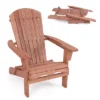 Costway Folding Adirondack Chair Set Of 1/4 With High Backrest & Wide Armrests Wooden Brown -Costway GUEST 298867cf ffd5 4d1a b3e9 4e869fcf5291