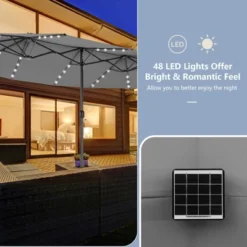 Costway 15 FT Twin Patio Double-Sided Umbrella 48 Solar LED Lights Crank Outdoor Gray -Costway GUEST 299e9a6f 0e43 4d3d bd57 309a2e35c3a3