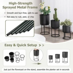 Costway 3 Metal Planter Pot Stand Modern Decorative Flowerpots Set With Drainage Holes 16 Costway 3 Metal Planter Pot Stand Modern Decorative Flowerpots Set With Drainage Holes -Costway GUEST 29f2b22c d971 4e08 9668 208defd24b5c