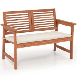 Costway Patio Bench Outdoor Solid Wood Loveseat Chair With Backrest & Cushion Porch Garden 12 Costway Patio Bench Outdoor Solid Wood Loveseat Chair With Backrest & Cushion Porch Garden -Costway GUEST 2a2e5de4 27fd 4ec2 929c 7b0157baf48a