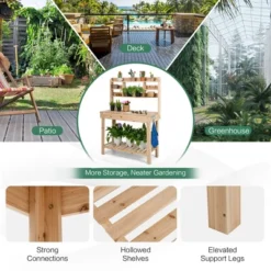 Costway Potting Bench Table Wooden Garden Work Bench Platform With Display Rack Hidden Sink 18 Costway Potting Bench Table Wooden Garden Work Bench Platform With Display Rack Hidden Sink -Costway GUEST 2a89b158 f3b2 46f9 92cc 24dba224262e