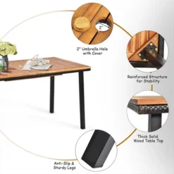 Costway 6 PCS Patio Rattan Dining Set Acacia Wood Table Stackable Chair Bench 19 Costway 6 PCS Patio Rattan Dining Set Acacia Wood Table Stackable Chair Bench -Costway GUEST 2a95ec7e 4ce3 4dd1 b699 15cddafa59dc