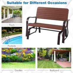 Costway Outdoor Patio Swing Porch Rocker Glider Bench Loveseat Garden Seat Steel New Borwn/Green -Costway GUEST 2aac41bd 831f 474f 8ad7 faca8684f2be