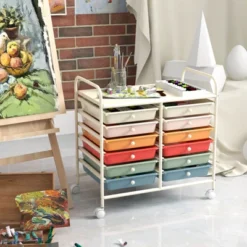 Costway 12 Drawers Rolling Cart Storage Scrapbook Paper Studio Organizer Bins Macaron -Costway GUEST 2abba0c9 a47e 41da a16b 15b18eecc6cd