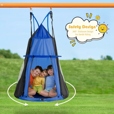 Costway 40'' Kids Hanging Chair Swing Tent Set Hammock Nest Pod Seat 5 Costway 40'' Kids Hanging Chair Swing Tent Set Hammock Nest Pod Seat - Image 3