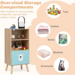 Costway Kids Bookcase Toy Storage Organizer Children Storage Cabinet With 3 Slide Drawers 4 Cubes Wooden Bookshelf For Toddlers Classroom -Costway GUEST 2acaa762 50ac 4ee4 8adb 6c49bf3000cd