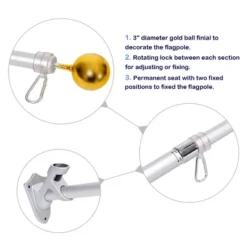 Costway American Flag Kit Wall Mount 5 Ft Spinning Pole 3'x5' US Flag Gold Ball Aluminum -Costway GUEST 2add8923 1996 454f 80c8 7f2958ca6c9d