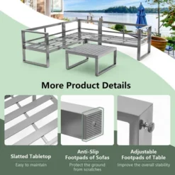 Costway 4PCS Patio Furniture Set Aluminum Frame Loveseat Coffee Table Cushions Deck Grey -Costway GUEST 2ae4764c 0b7b 4205 a7cc 405bdf398e03