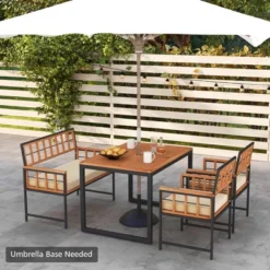 Costway 4 Piece Patio Dining Set Outdoor Wood Dining Furniture With 2 Chairs & 1 Lovesea -Costway GUEST 2b052b9c 7fb2 43e8 9240 d196c3225371