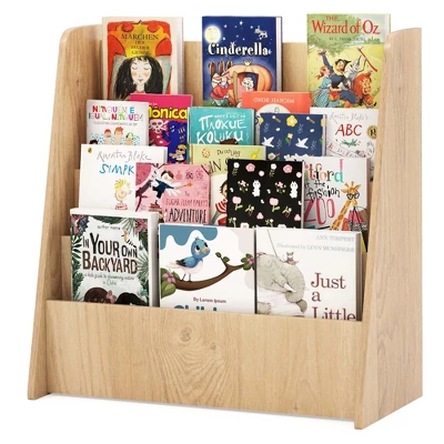 Costway 4-tier Kids Wooden Bookshelf Toddlers Book Rack With Deep Shelves Natural/White 11 Costway 4-tier Kids Wooden Bookshelf Toddlers Book Rack With Deep Shelves Natural/White - Image 9