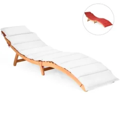 Costway 2 PCS Folding Wooden Lounge Chair Chaise W/ Cushions Pool Deck -Costway GUEST 2b4cc4b7 9ee0 4004 aa6d dc04c56ed9cf