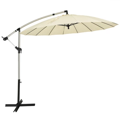 Costway 10ft Patio Offset Umbrella W/ Crank And Cross Base Aluminum 3 Costway 10ft Patio Offset Umbrella W/ Crank And Cross Base Aluminum