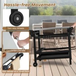 Costway Movable Outdoor Dining Cart Table With Stainless Steel Tabletop, Seasoning Tray -Costway GUEST 2b8a6ce9 8863 4f16 810a ba22a0dc6a57