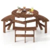 Costway 6-Person Round Picnic Table Set With 3 Built-in Benches 2" Umbrella Hole, Brown/Yellow 2 Costway 6-Person Round Picnic Table Set With 3 Built-in Benches 2" Umbrella Hole, Brown/Yellow -Costway GUEST 2bc04811 1098 461c 84f4 da0c5f5f5306