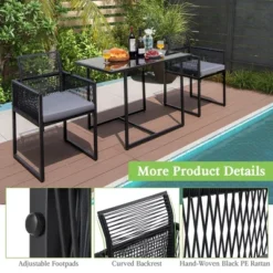 Costway 3 PCS Patio PE Wicker Furniture Set Cushioned Chairs With Folding Backrest Backyard Black/White -Costway GUEST 2be1e0a8 db94 43f5 901a 1c83c02fdd8e