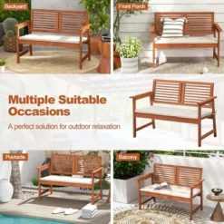 Costway Patio Bench Outdoor Solid Wood Loveseat Chair With Backrest & Cushion Porch Garden 16 Costway Patio Bench Outdoor Solid Wood Loveseat Chair With Backrest & Cushion Porch Garden -Costway GUEST 2c02558b 7344 4f5c 9b9e 6dec7e05ffad