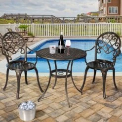 Costway 3PCS Patio Dining Set Aluminum Bistro Attached Removable Ice Bucket -Costway GUEST 2c5647a3 c431 49d3 996c a19dc7eeea4c