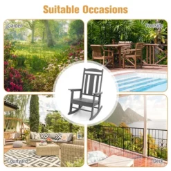 Costway Patio Rocking Chair All-Weather HDPE Rocker High Back Porch WhiteGreyTurquoise -Costway GUEST 2c769805 a150 4eb7 85ef bf1e91cd7853