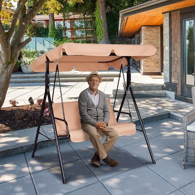 Costway Loveseat Patio Canopy Swing Glider Hammock Cushioned Steel Frame Outdoor 5 Costway Loveseat Patio Canopy Swing Glider Hammock Cushioned Steel Frame Outdoor - Image 3