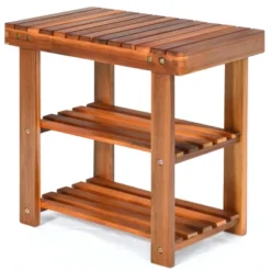 Costway 3-Tier Wood Shoe Rack 19' Shoe Bench Freestanding Boots Organizer Heavy-duty -Costway GUEST 2d073403 bdf5 4f1f 892d c0d45cd01a6c